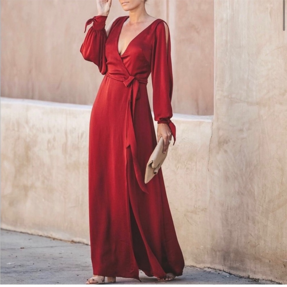 Vici NWOT Silk Wrap Maxi Dress